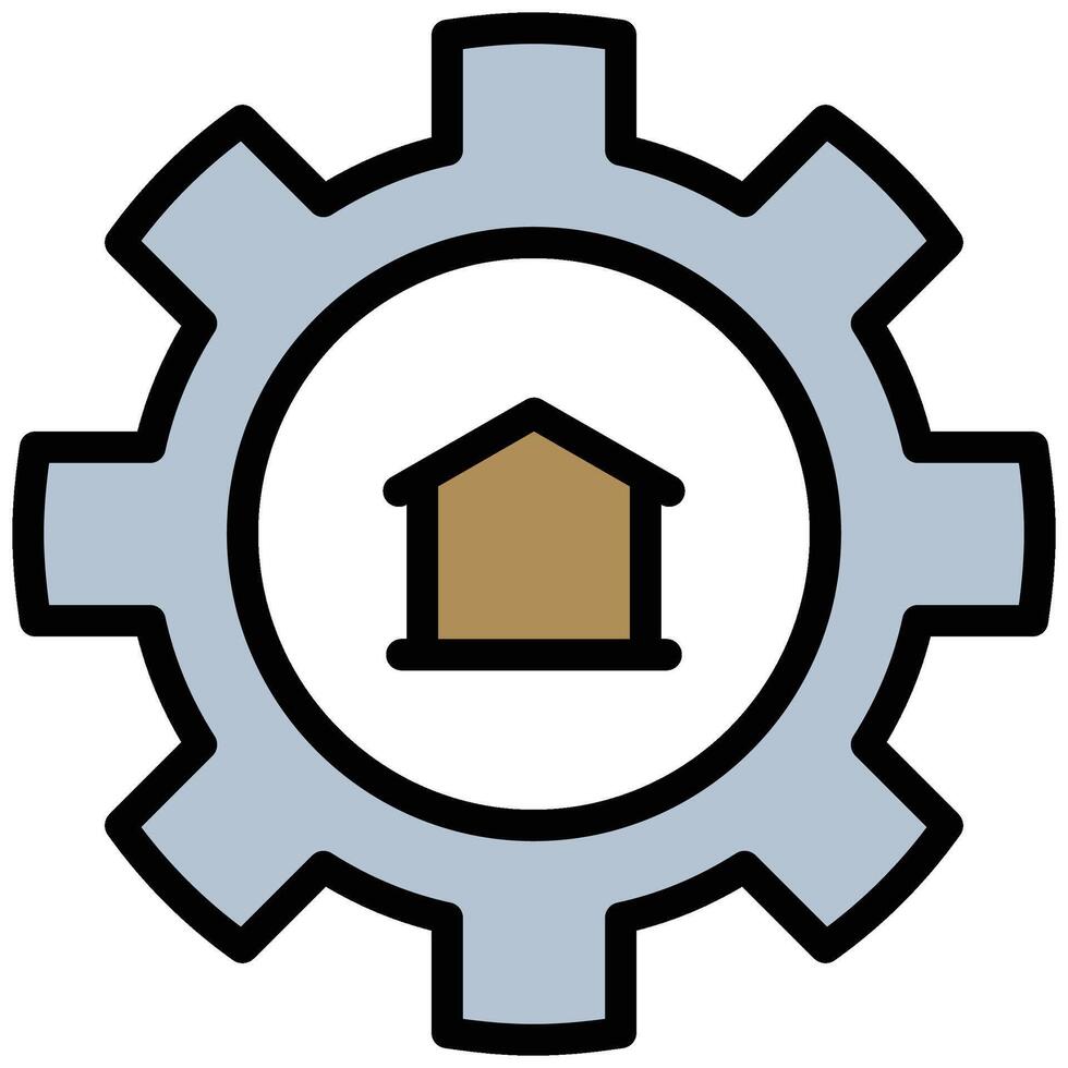 Home Gear Icon, Outline Flat Design Style Icon Symbol vector