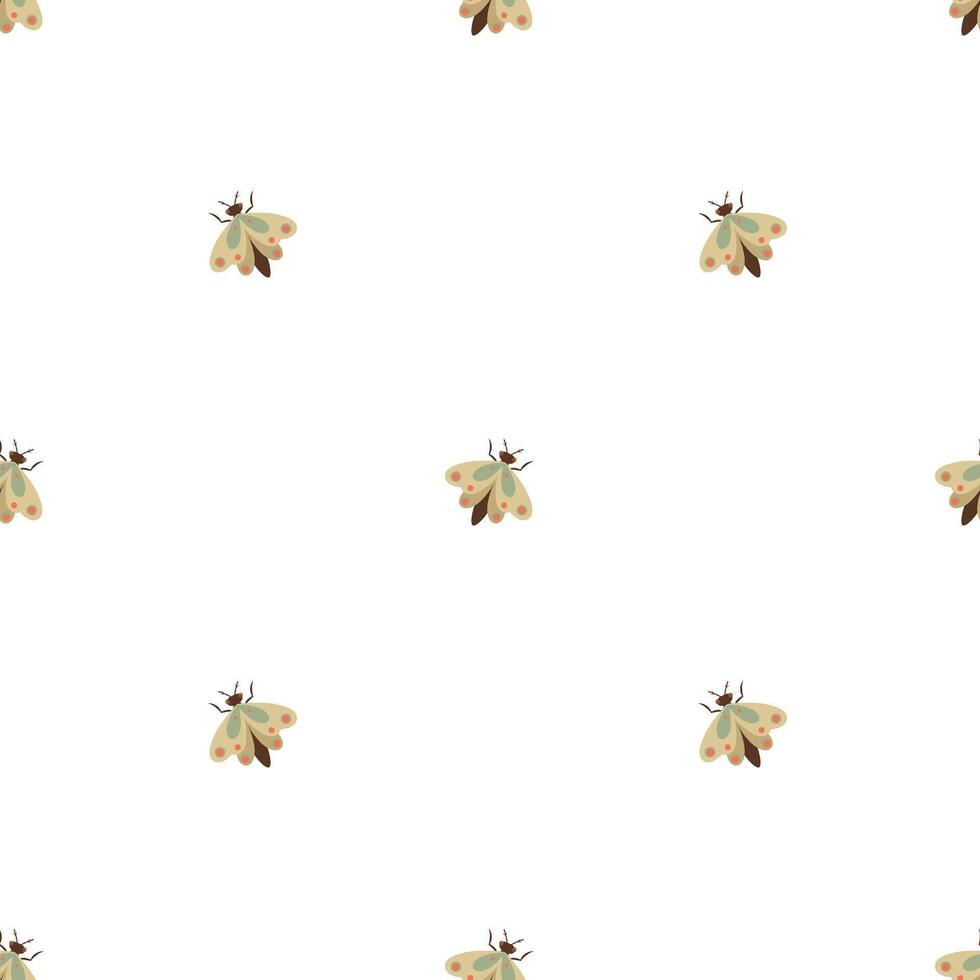 Moths on a white background. Simple seamless pattern with moths. design for greeting card and invitation vector