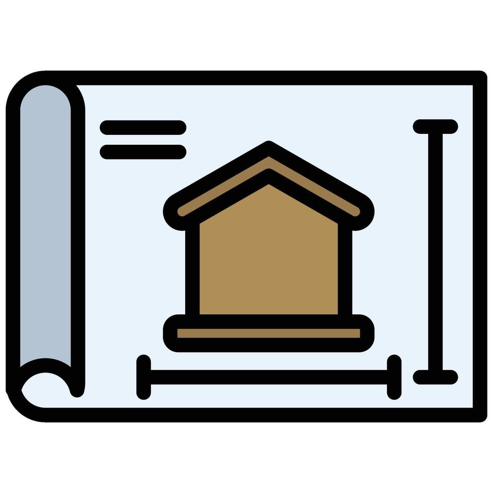 Home Plan Icon, Outline Flat Design Style Icon Symbol vector