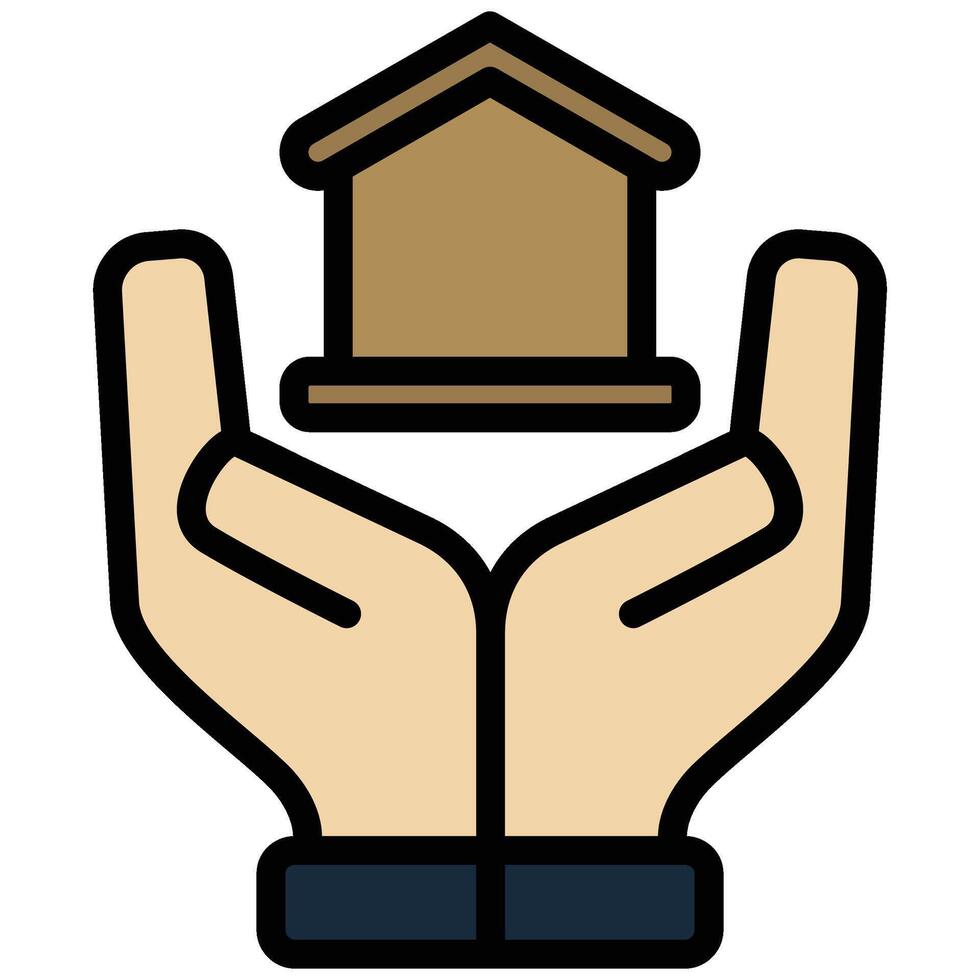 Holding Home Icon, Outline Flat Design Style Icon Symbol vector