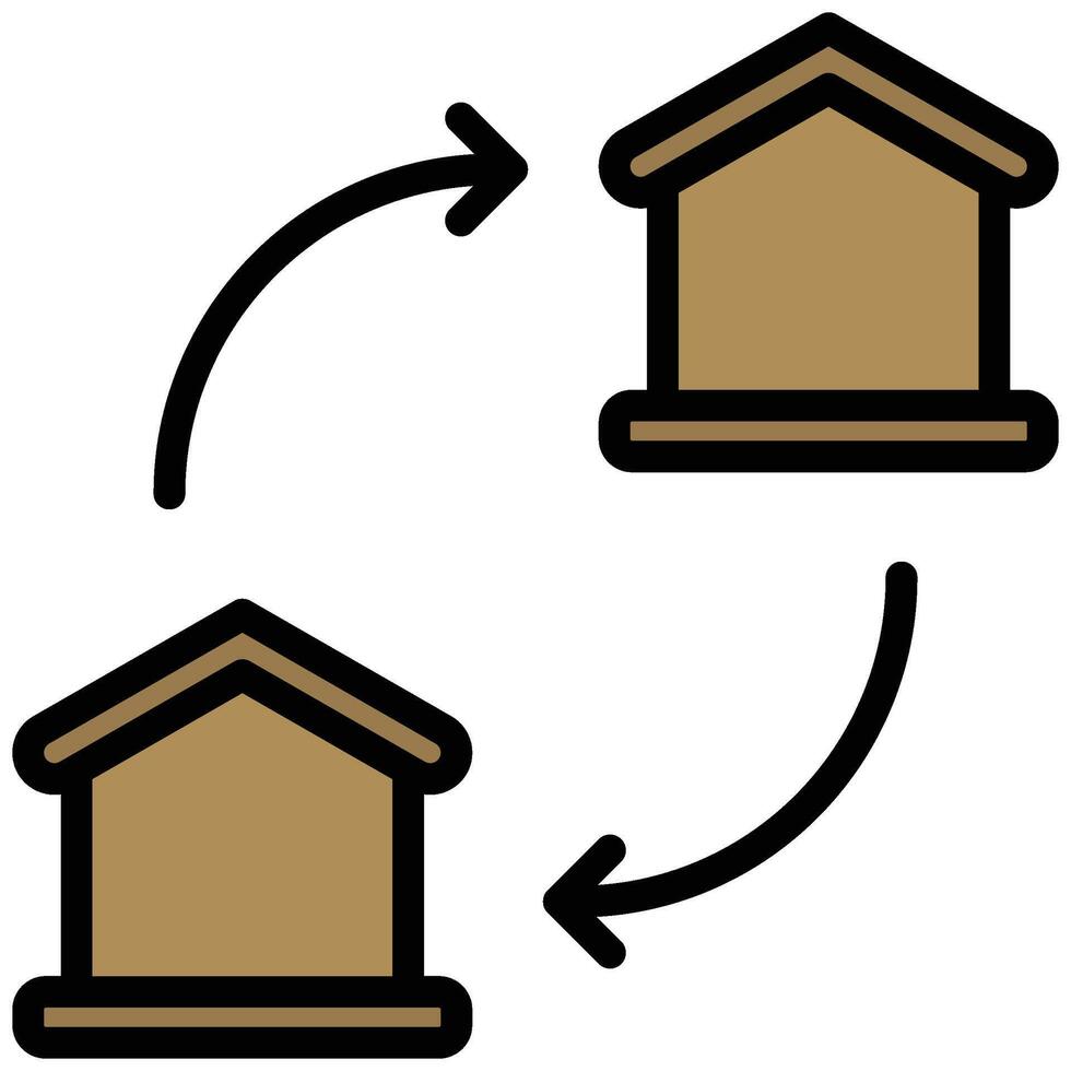 Exchange Home Icon, Outline Flat Design Style Icon Symbol vector