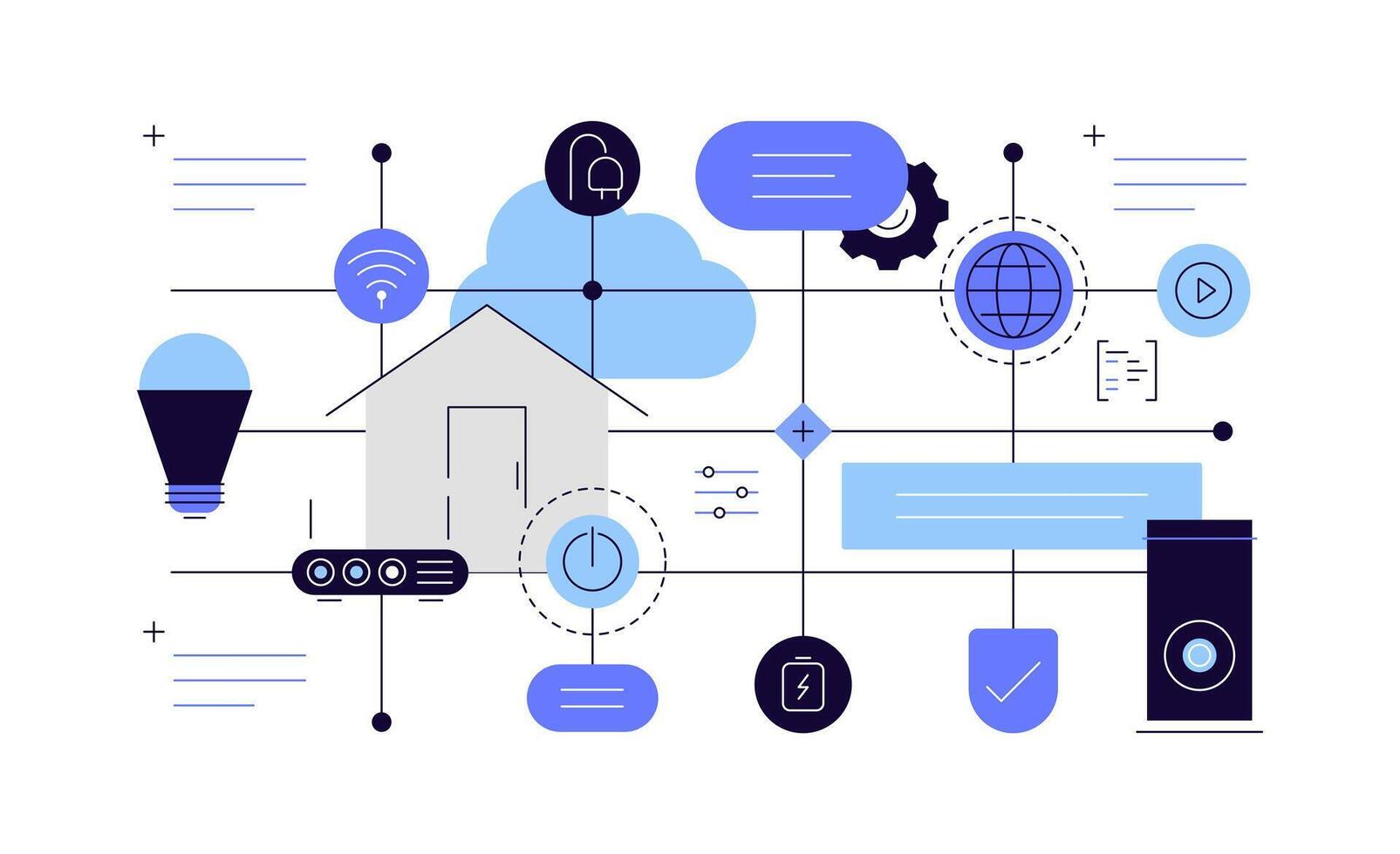 Smart house. Internet of things. IOT. High tech gadgets. Infographic scheme vector
