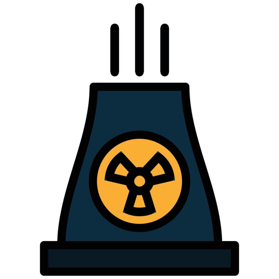 Nuclear Plant Outline Flat Icon, Outline Flat Design Style Icon Symbol vector