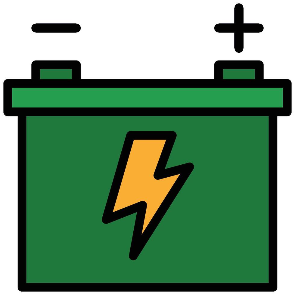 Accumulator Outline Flat Icon, Outline Flat Design Style Icon Symbol vector