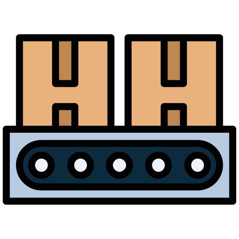 Conveyor Outline Design Flat Icon, Outline Flat Design Style Icon Symbol vector