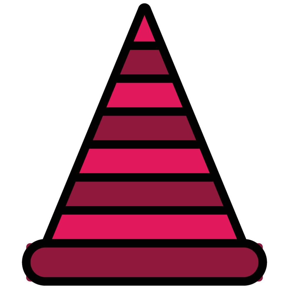 Road Cone Outline Flat Icon, Outline Flat Design Style Icon Symbol vector