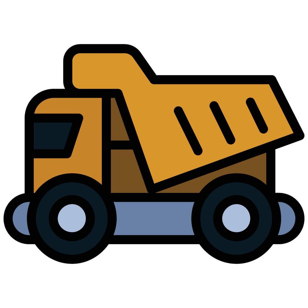 Mining Truck Outline Flat Icon, Outline Flat Design Style Icon Symbol vector