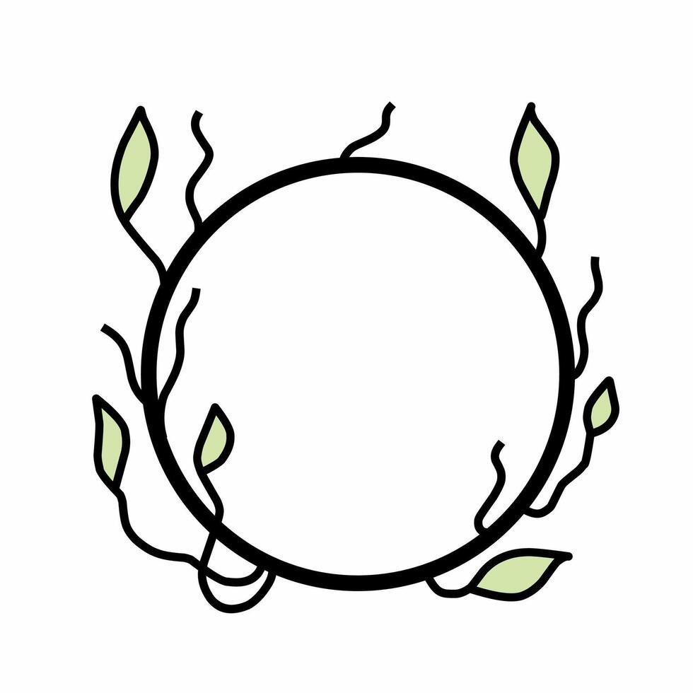 Hand Drawn Botanical Circle Frame vector