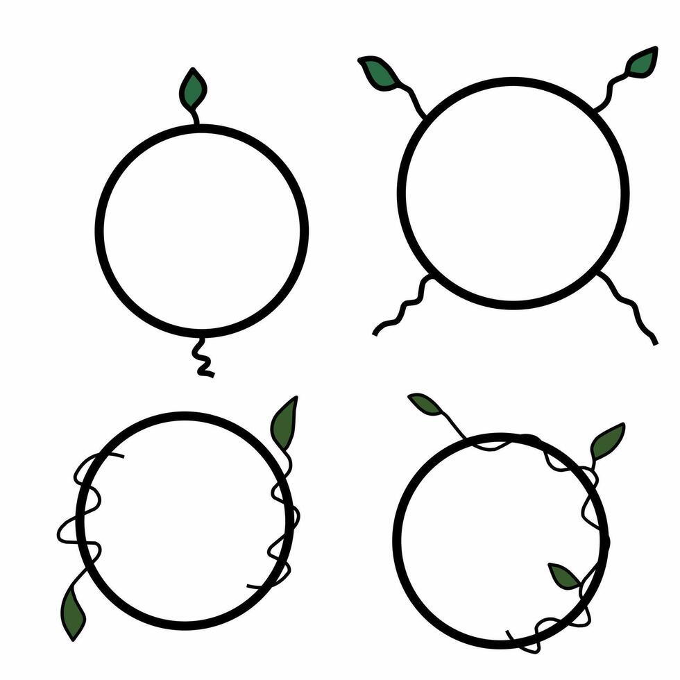 Minimal Plant Wreath Frame with Green Leaves vector