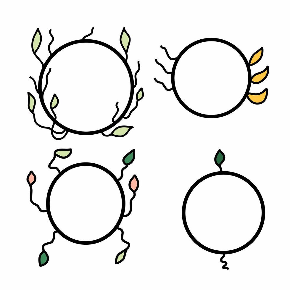 Botanical Circle Border with Leafy Tendrils vector
