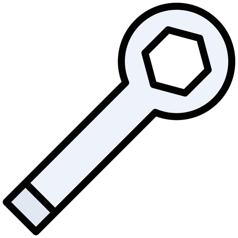 Wrench Outline Flat Icon, Flat Design Style Icon Symbol vector