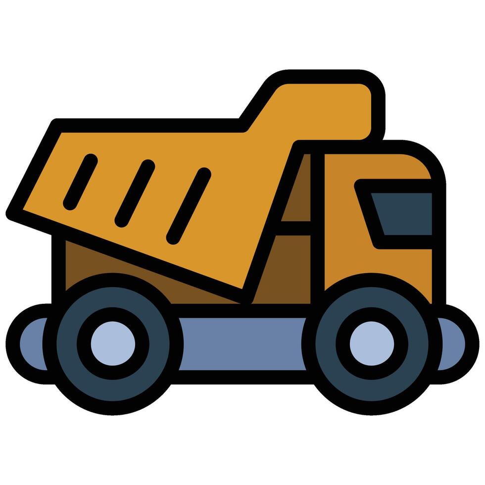 Mining Truck Outline Flat Icon, Mining Icon Concept in Outline Flat design style illustration vector