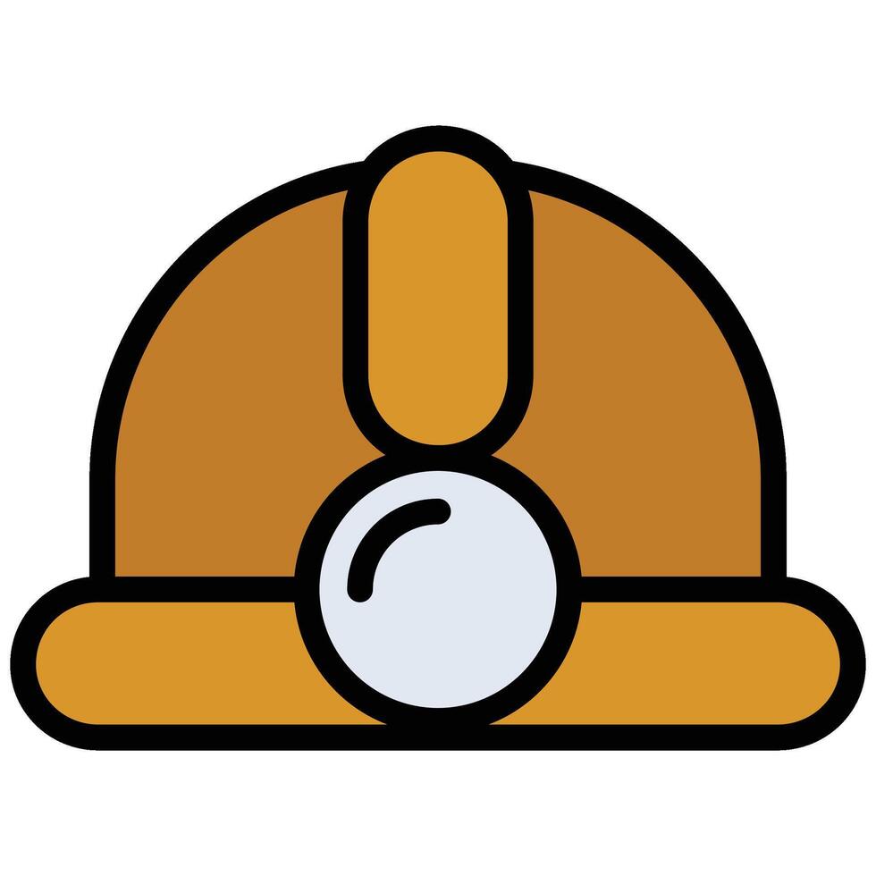 Mining Helmet Outline Flat Icon, Mining Icon Concept in Outline Flat design style illustration vector
