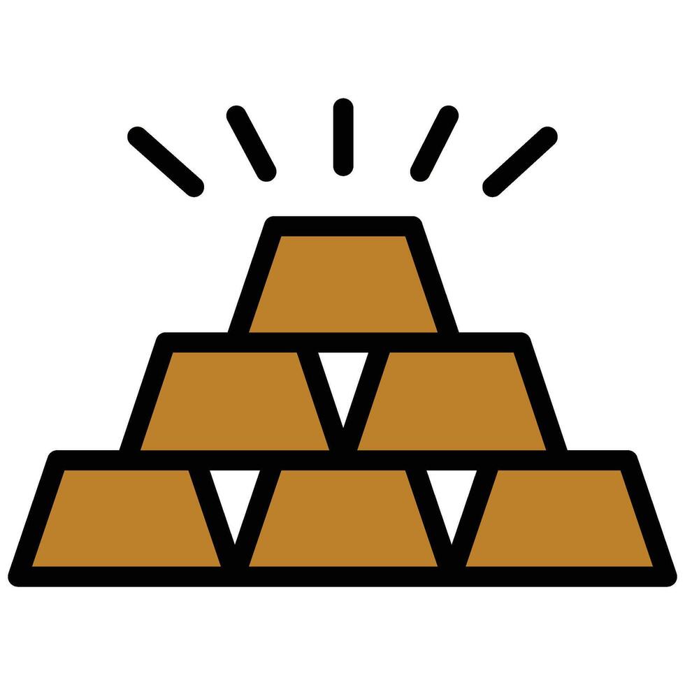 Gold Bar Outline Flat Icon, Mining Icon Concept in Outline Flat design style illustration vector