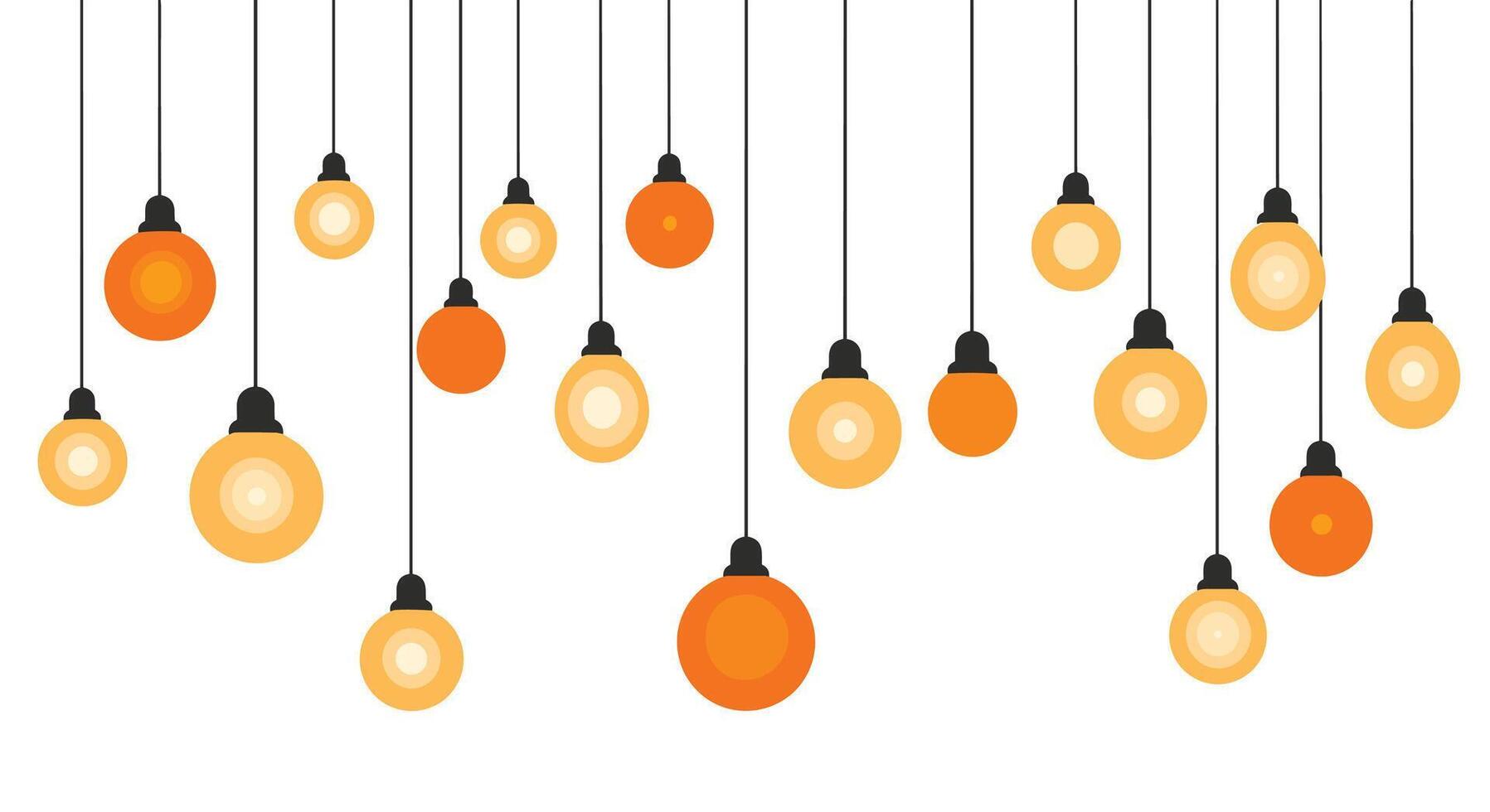 A group of orange light bulbs hanging from the ceiling vector