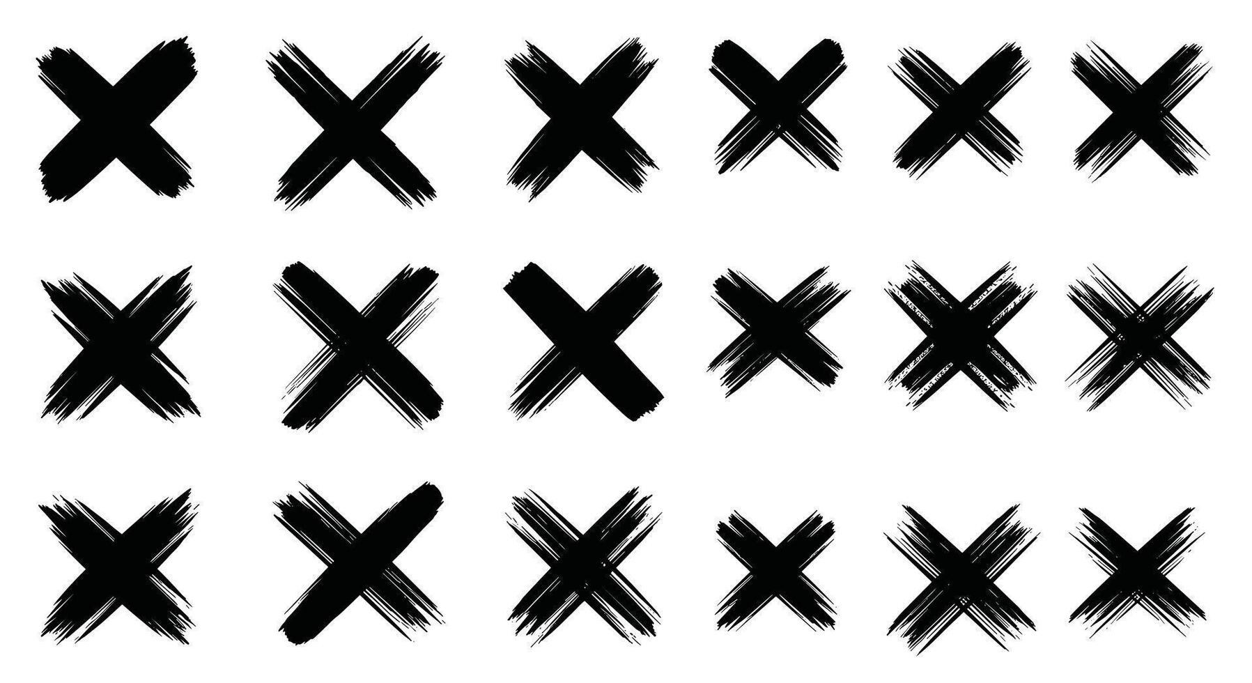 X marks the spot hand drawn brush stroke design elements vector