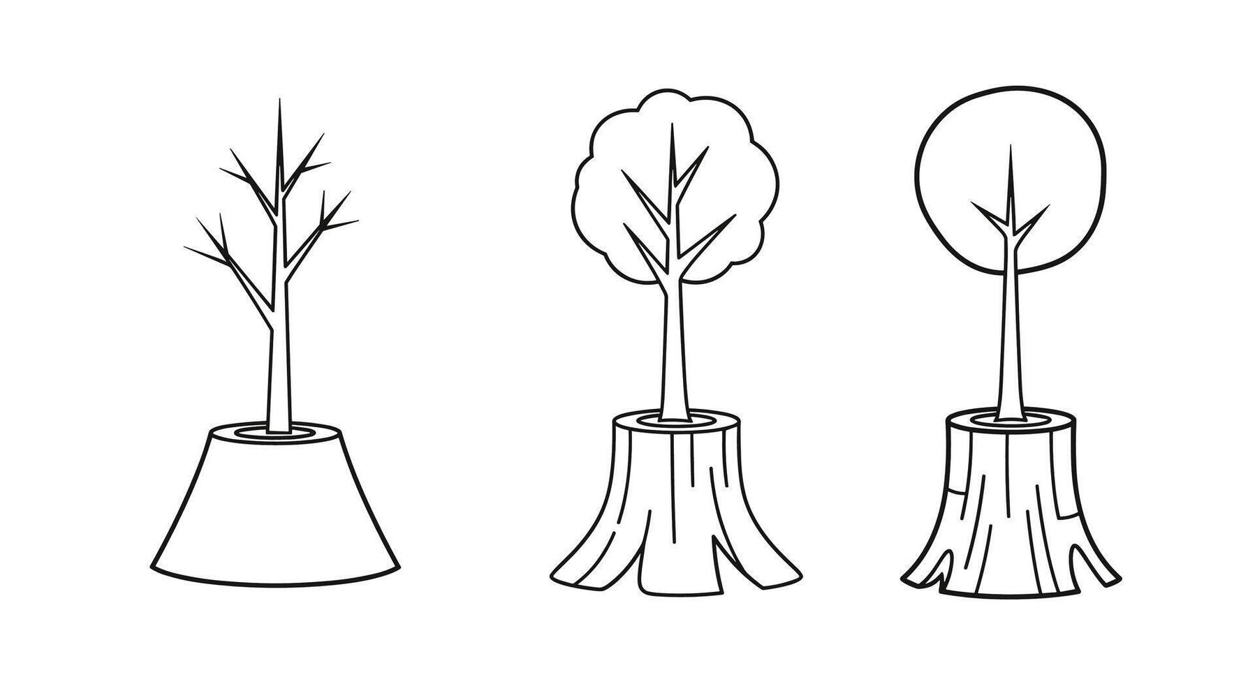 Tree stump outline illustration vector