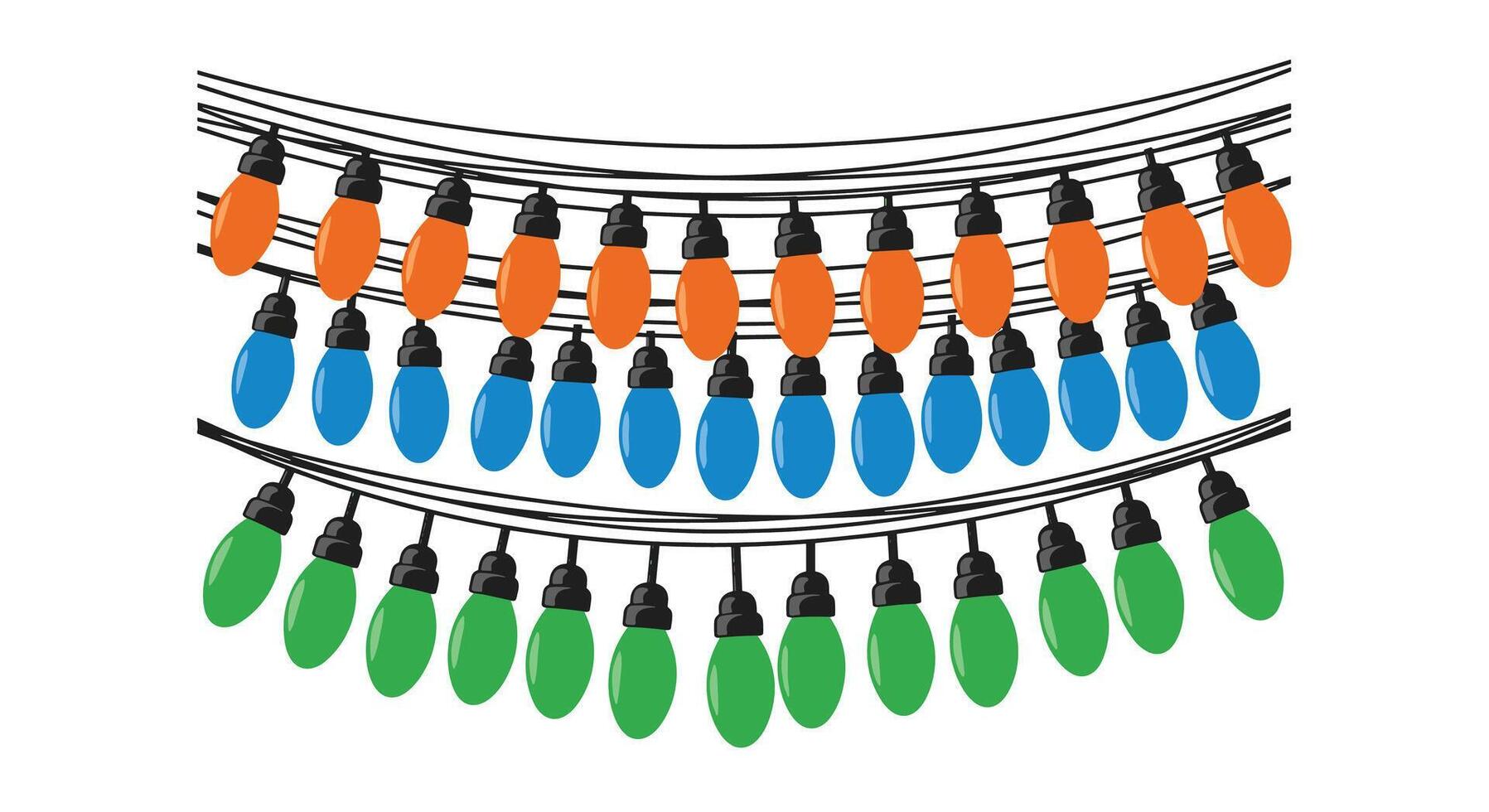 Colorful christmas lights on a wire vector