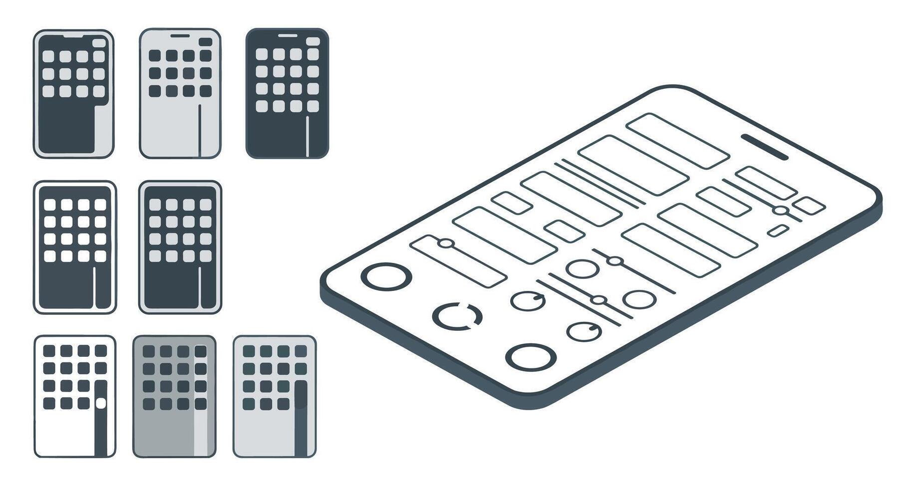 A remote control and a set of buttons vector