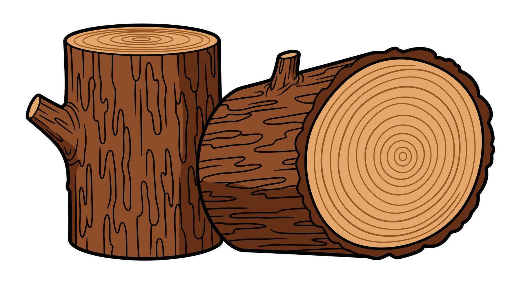 A cartoon illustration of a log and a tree stump vector