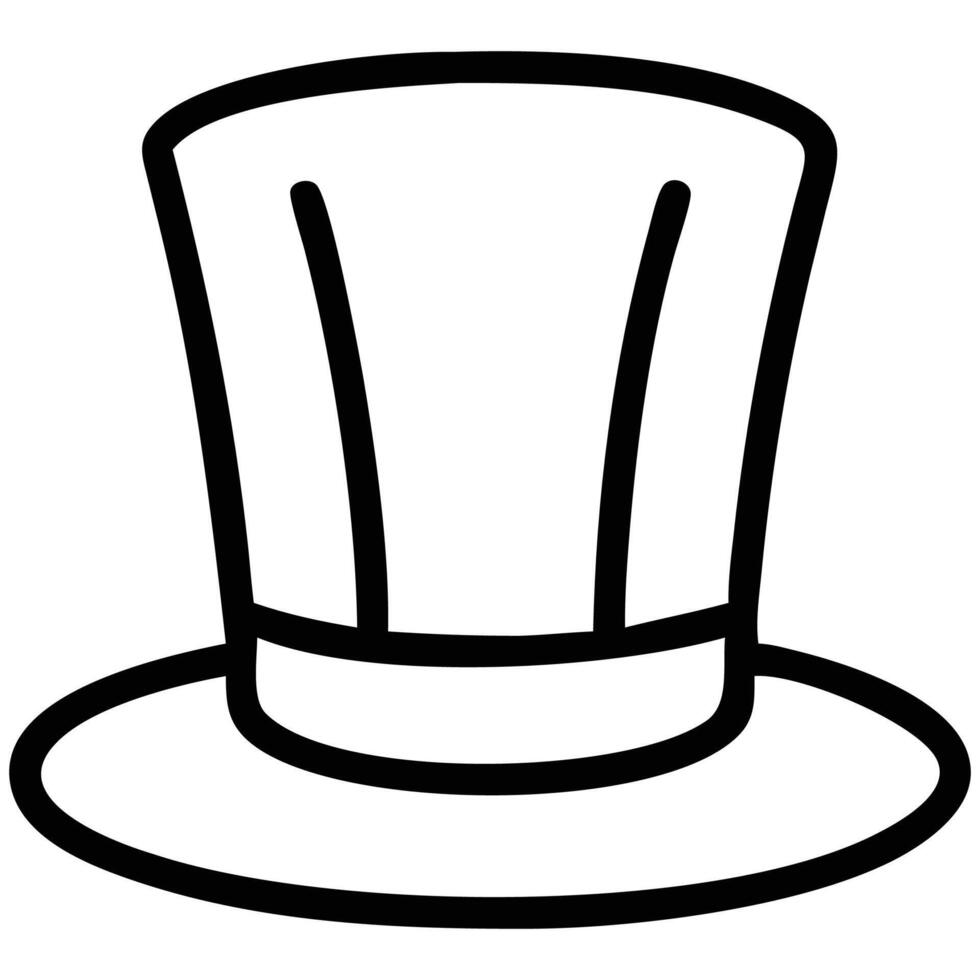 Top hat drawing simple black and white illustration for design projects and creative works in style silhouette vector
