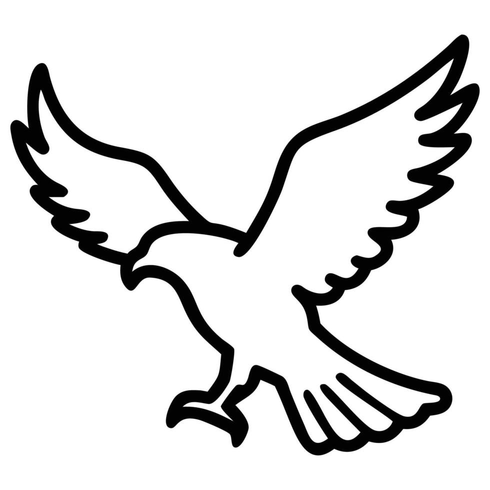 Flying bird outline design for freedom concept and soaring spirit animal illustration with wings open silhouette vector