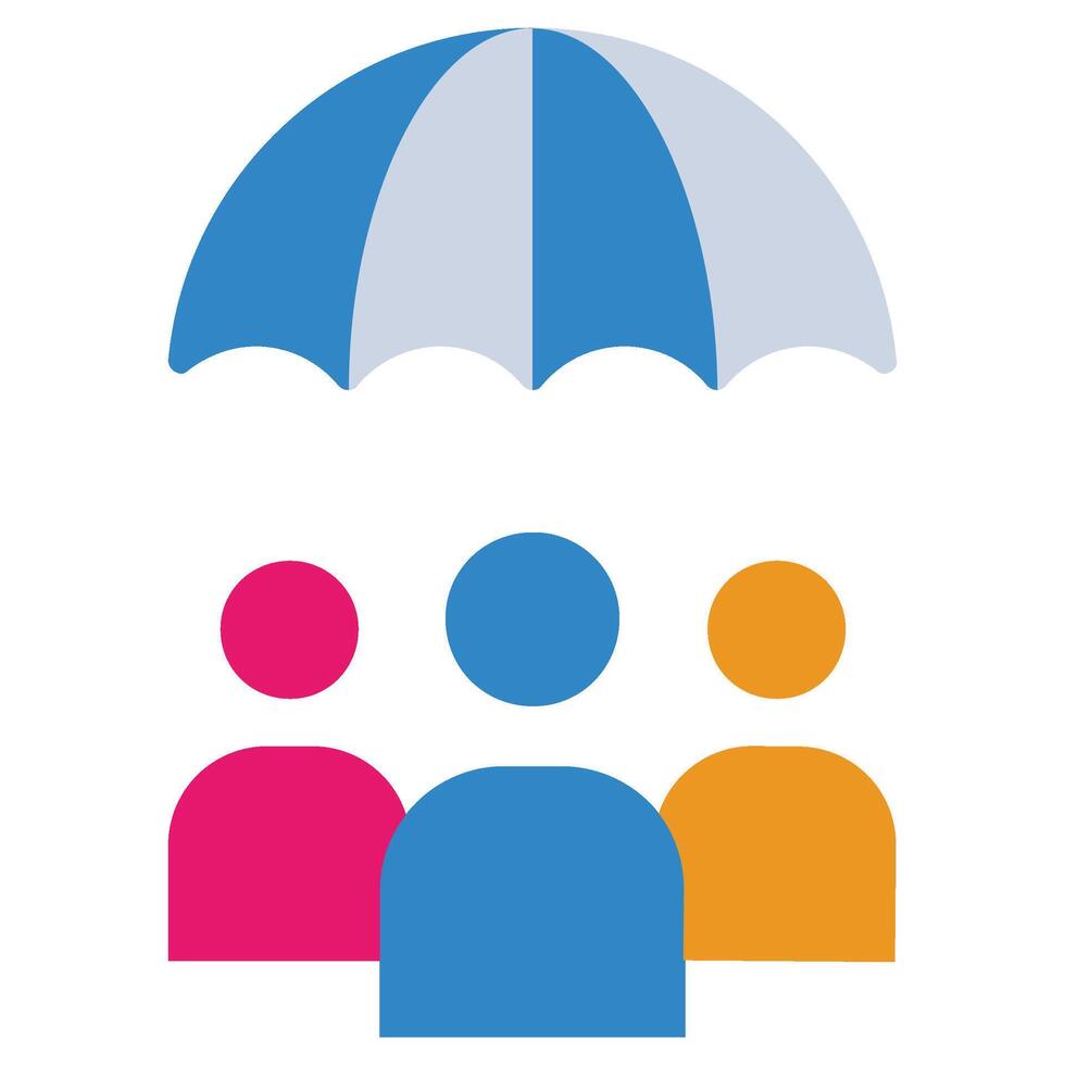 People Under Umbrella Flat Icon, Insurance Flat Design Style Illistration vector