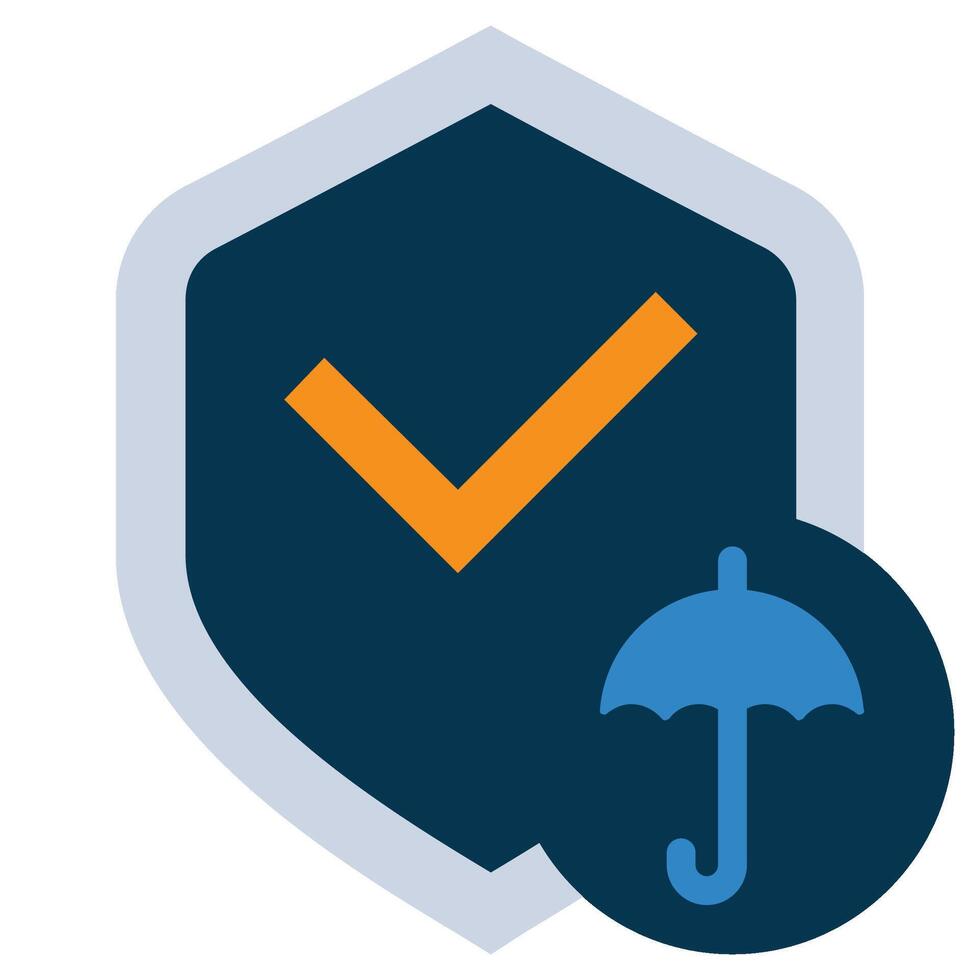 Shield Umbrella Flat Icon, Insurance Flat Design Style Illistration vector