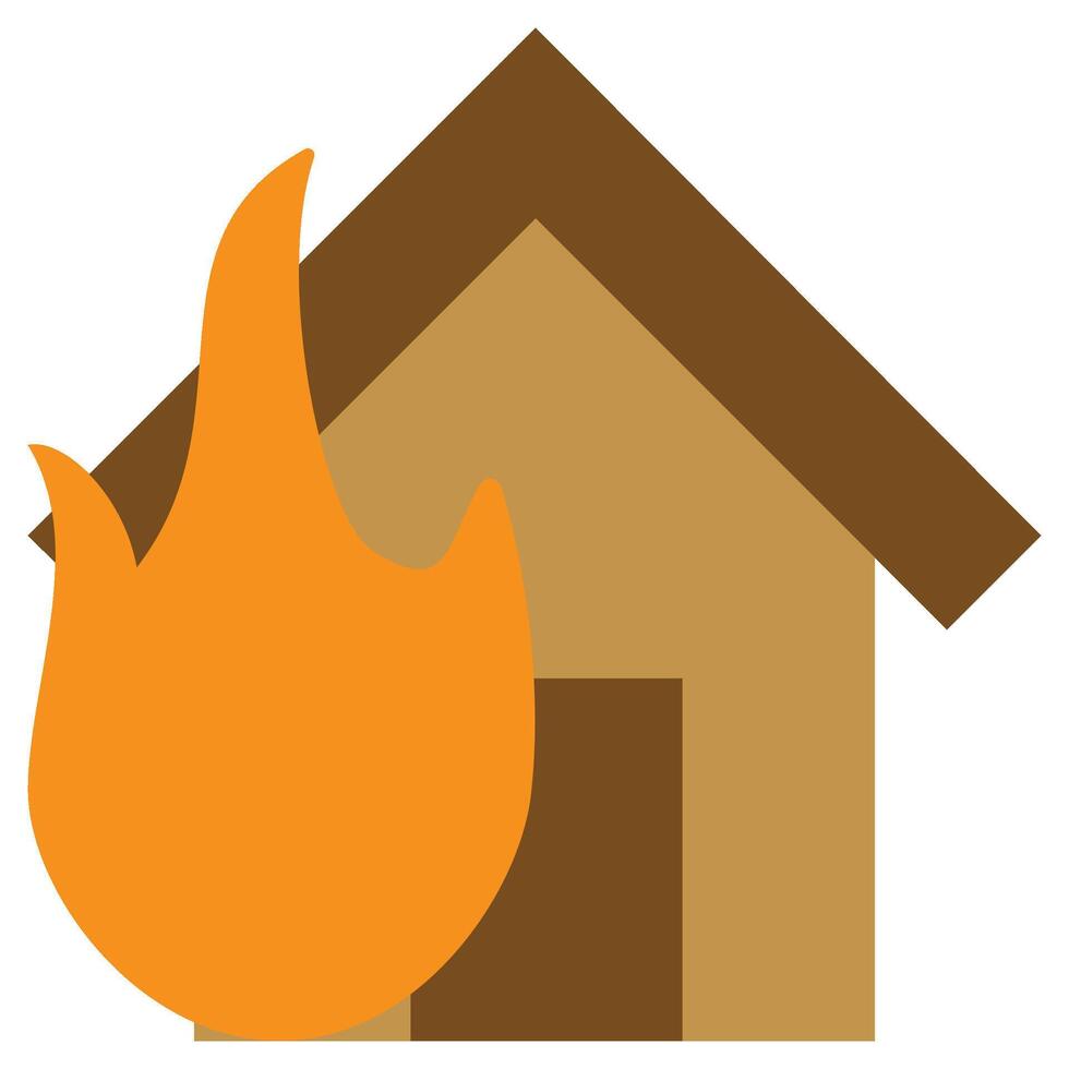 House On Fire Flat Icon, Insurance Flat Design Style Illistration vector