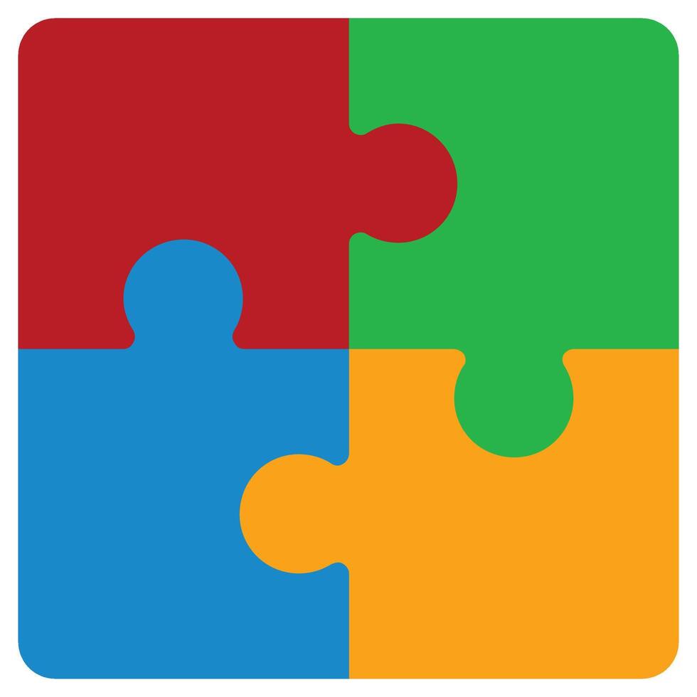 Puzzle Flat Icon, Teamwork Management Flat Icon Collection vector