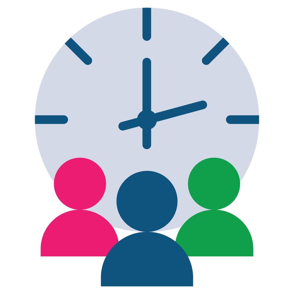 work time Flat Icon, Teamwork Management Flat Icon Collection vector