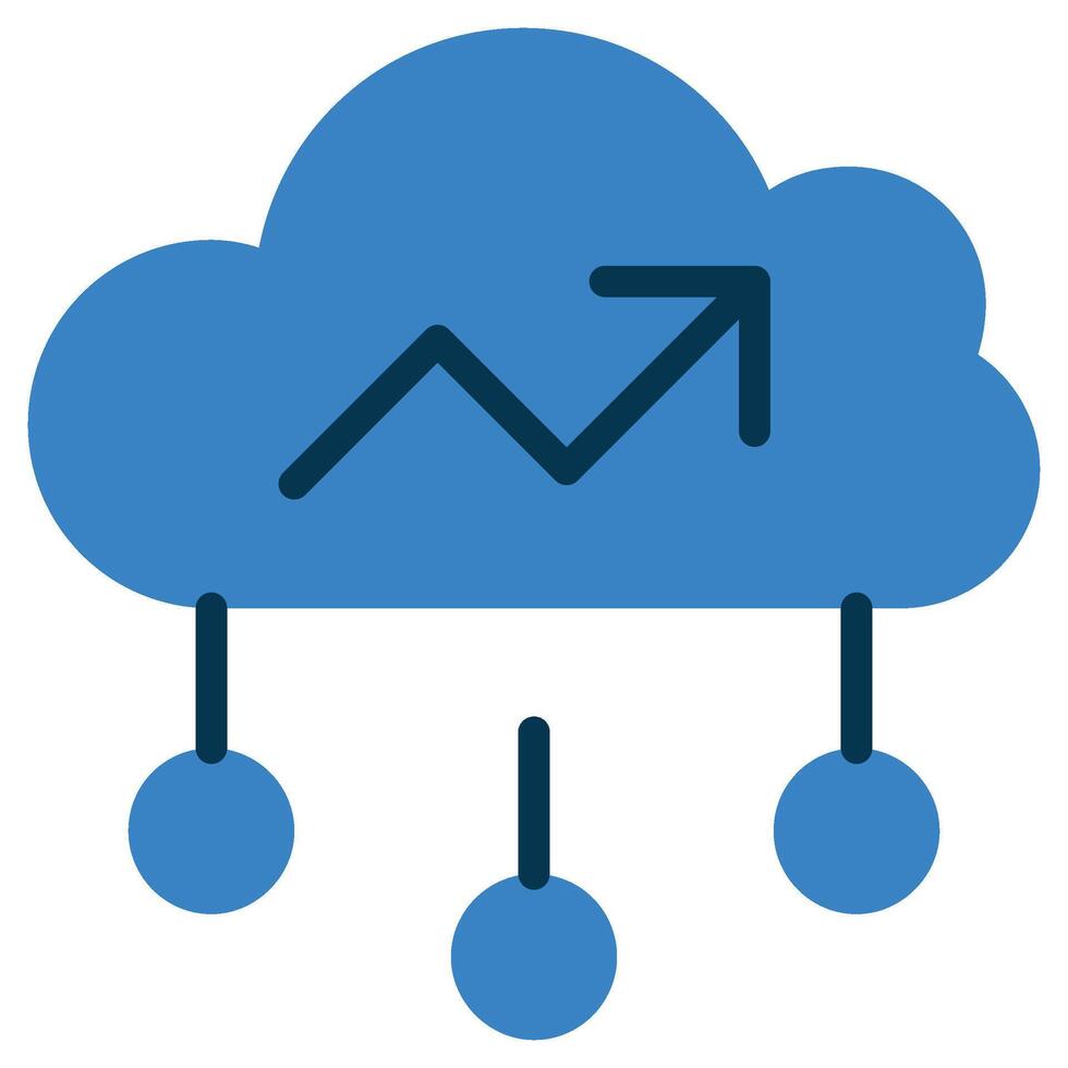 Cloud With Growth Arrow Flat Icon, Marketing Strategy Concept Flat Design Style Symbol vector