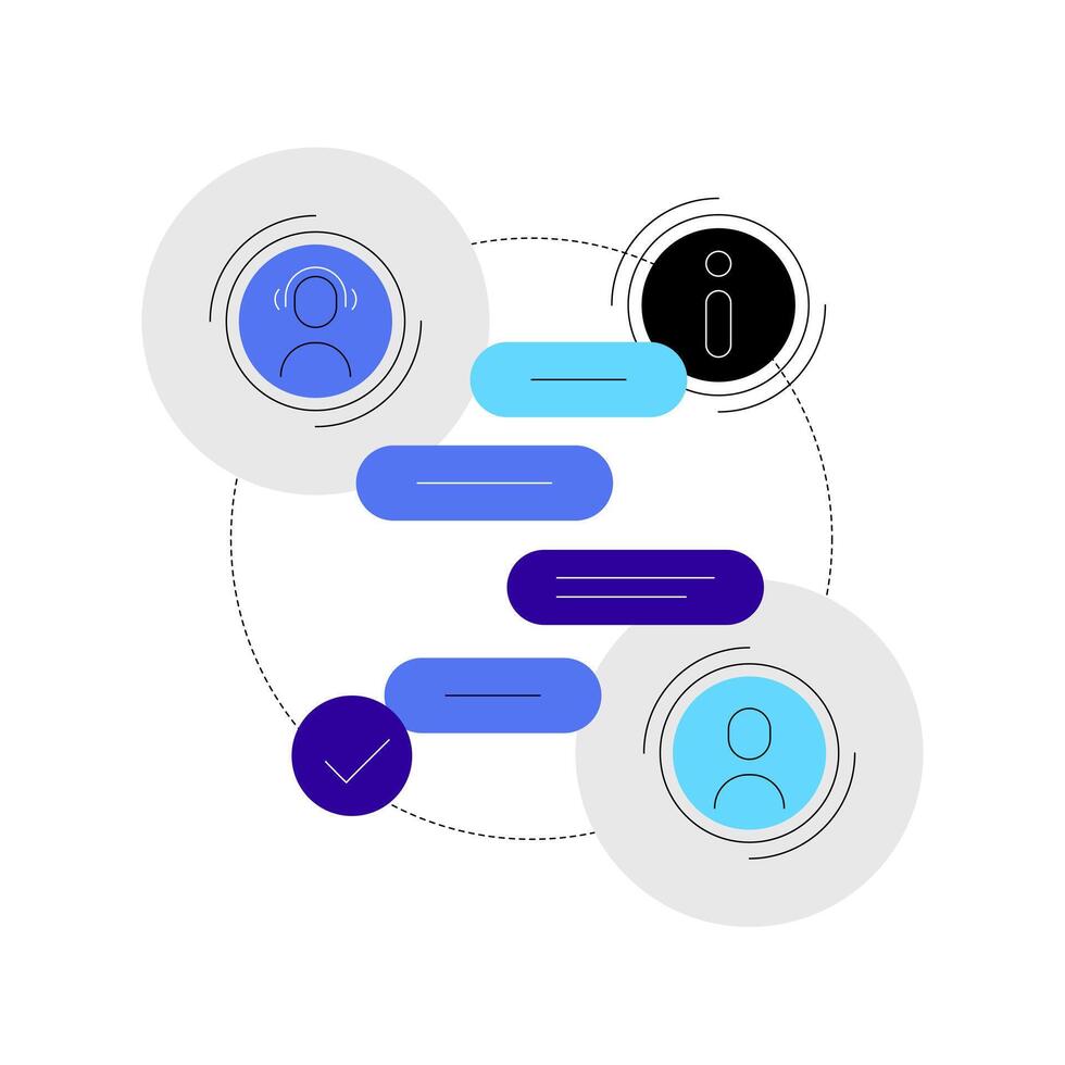 Chat, support and connection, remote assistance, information. Problem solving help. Text messages vector