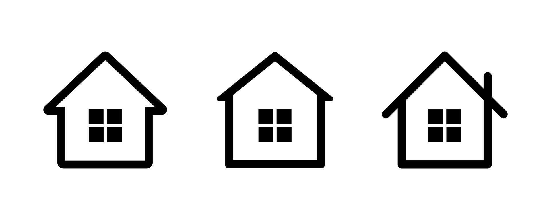 Home icon. House symbol. Set of real estate objects and houses black icons. House icon set. vector