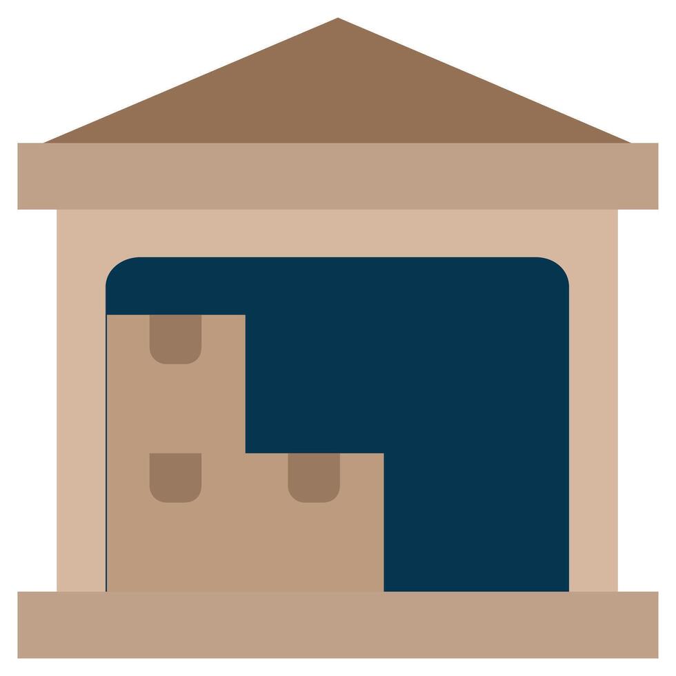 Warehouse Flat Icon, Logistic Company Flat Design icon Concept vector