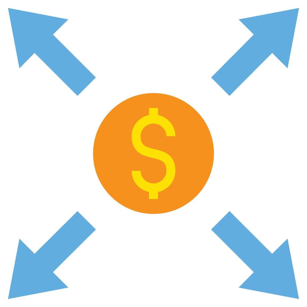 Dollar With Arrow Flat Icon, Investment concept design in flat icon style vector