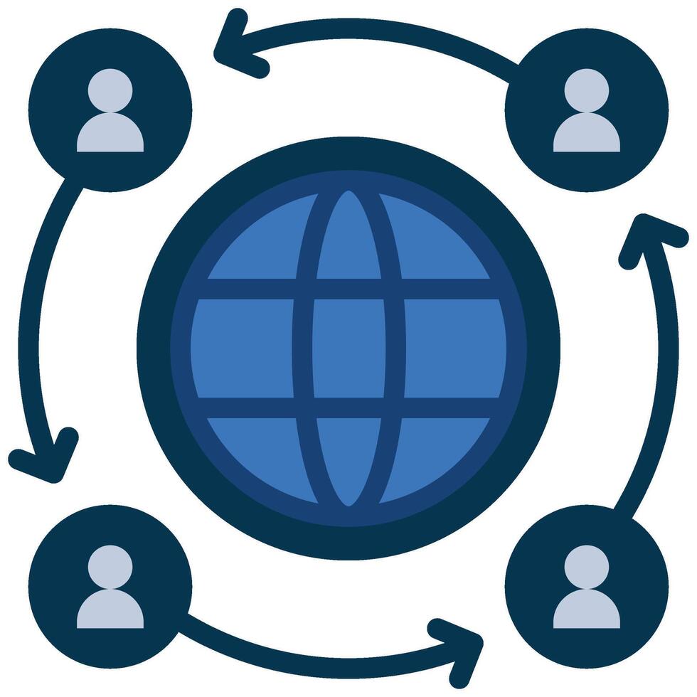 Global Relations Flat Icon, Online Digital Marketing icon in Flat Design Style vector