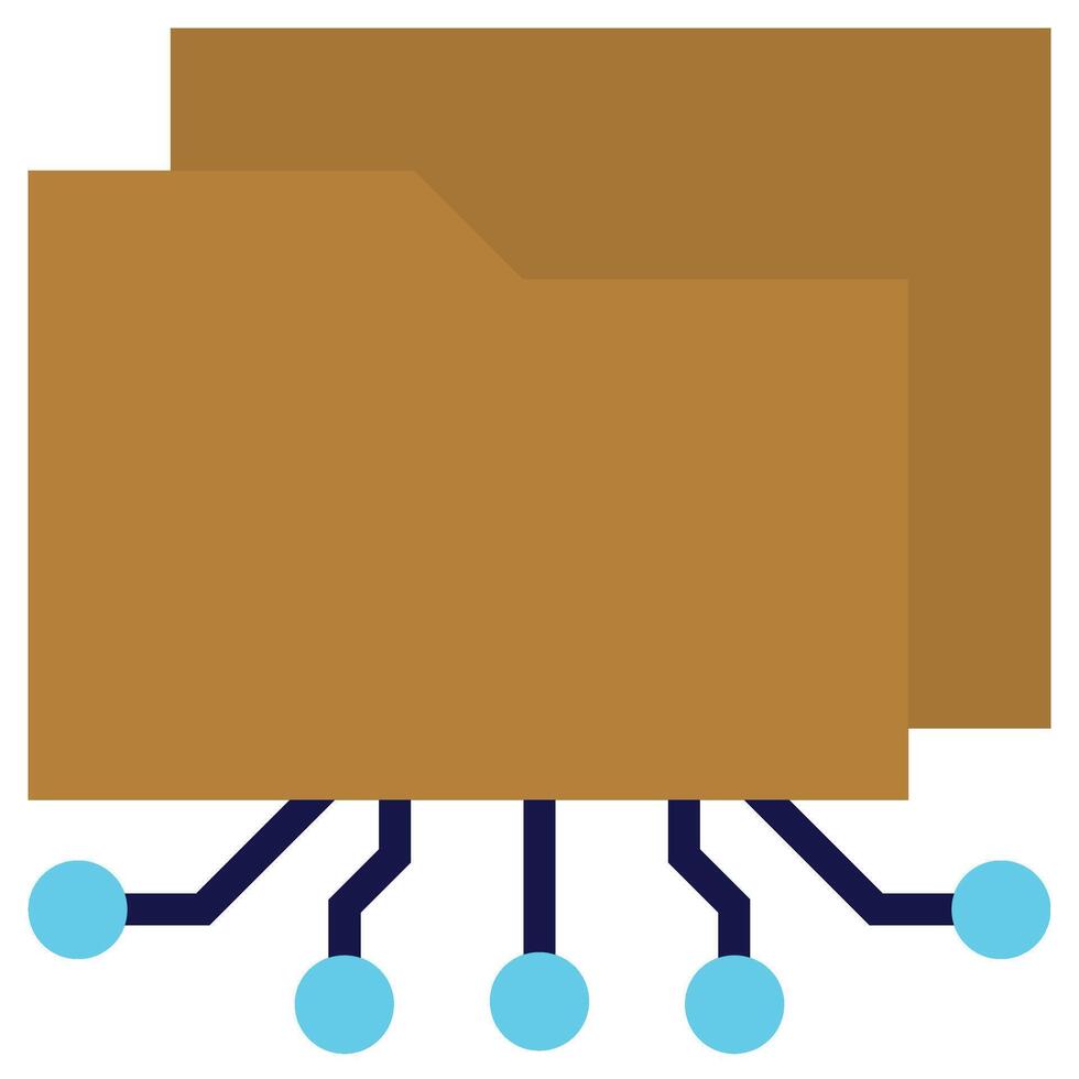 Folder Flat Icon, Artificial Intelligence Concept in flat design style vector