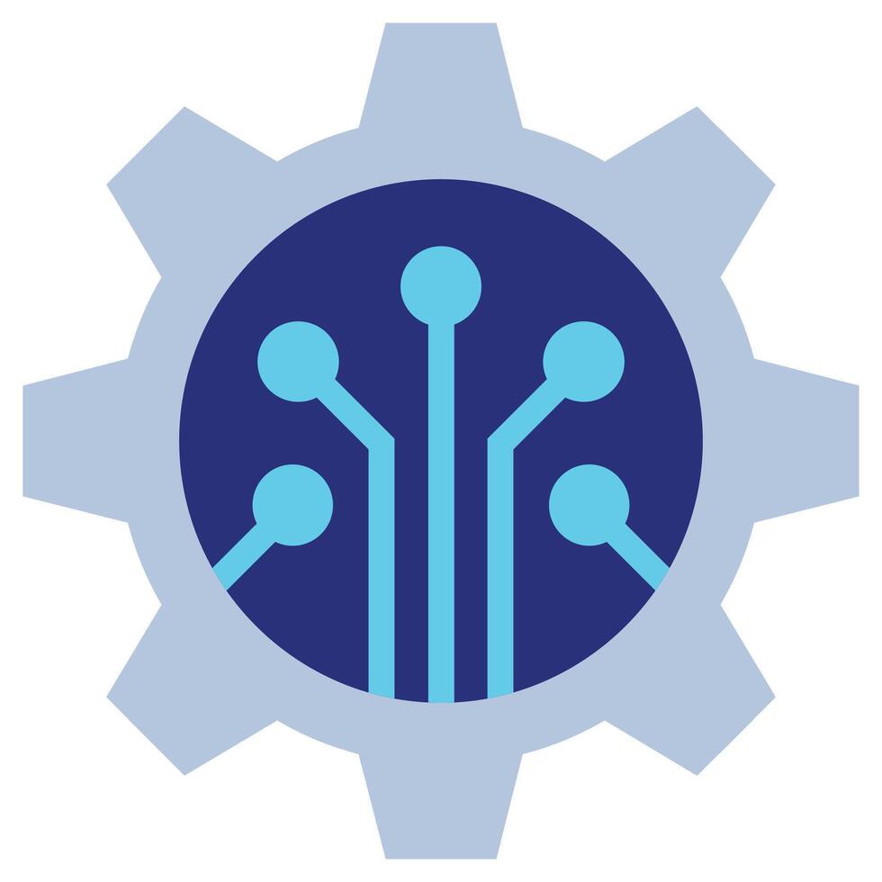 Circuit Gear Flat Icon, Artificial Intelligence Concept in flat design style vector