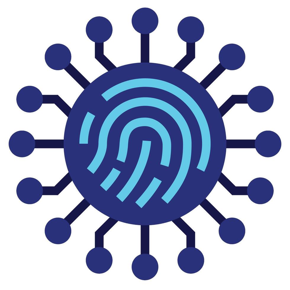 Digital Fingerprint Flat Icon, Artificial Intelligence Concept in flat design style vector