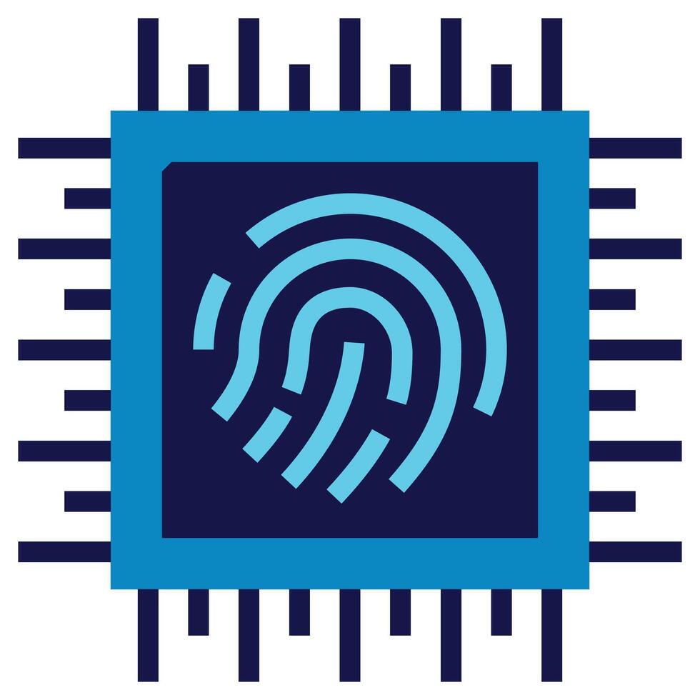 Fingerprint Flat Icon, Artificial Intelligence Concept in flat design style vector
