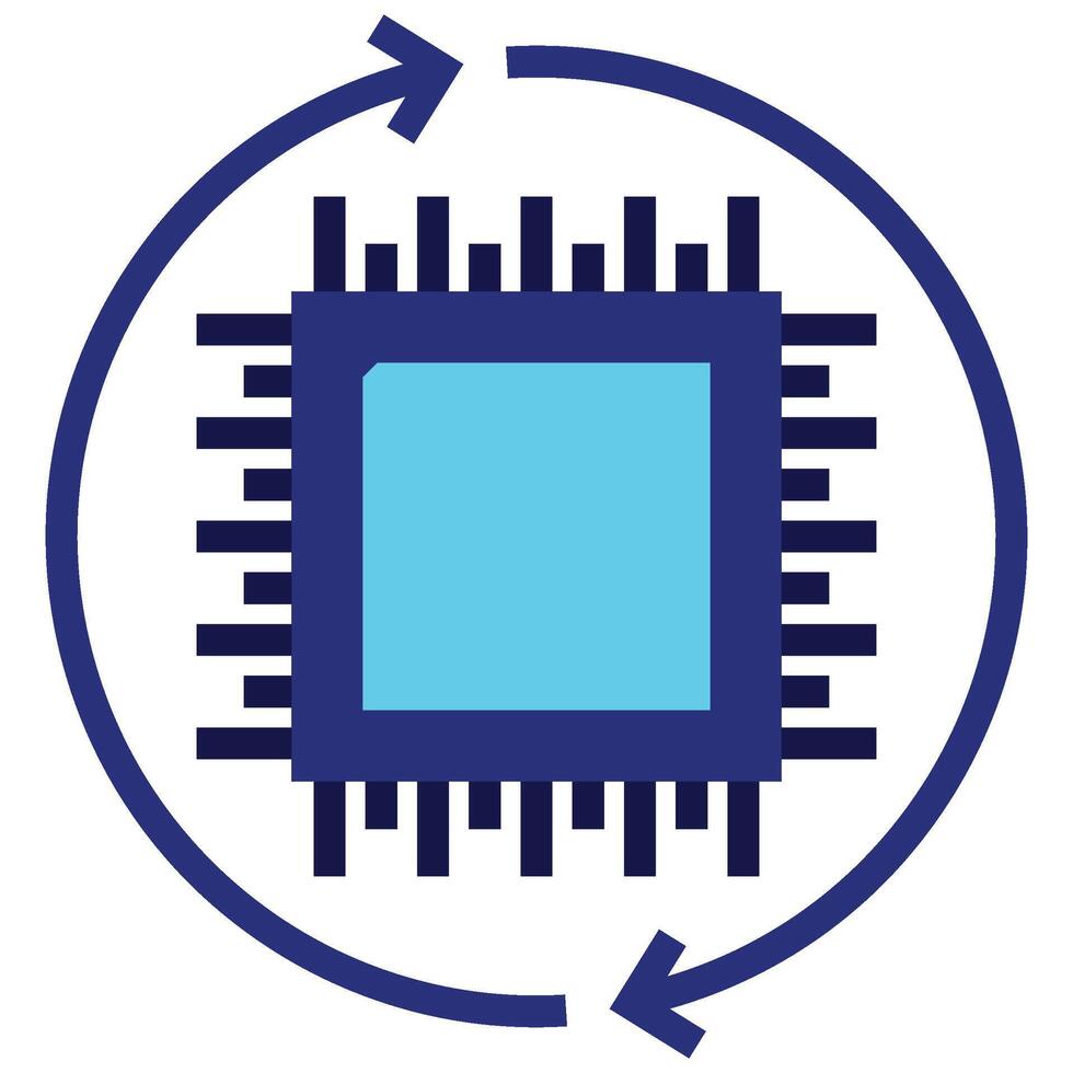 Sync Circuit Flat Icon, Artificial Intelligence Concept in flat design style vector