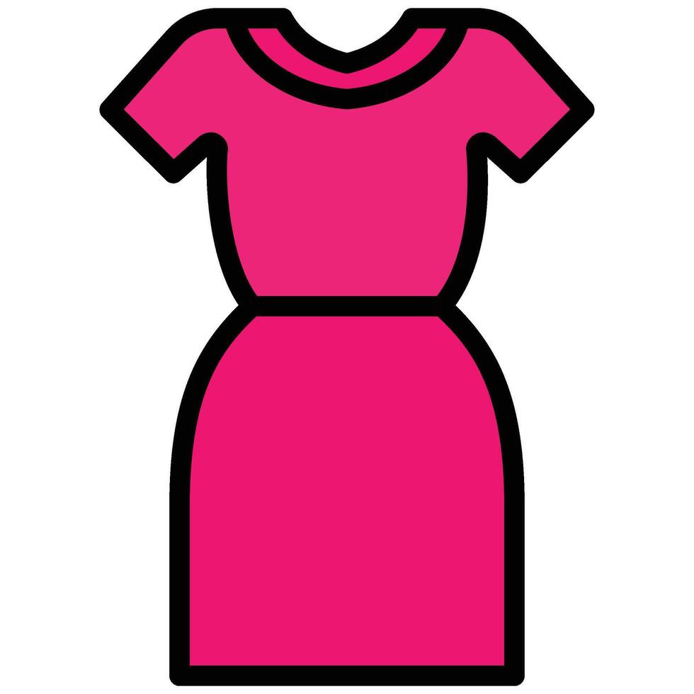 Lady Dress Outline Flat Icon, Outline Flat Design Style Icon Illustration vector