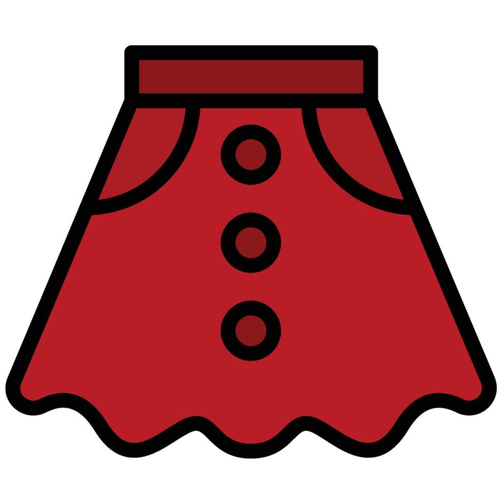 Skirt Outline Flat Design Icon, Outline Flat Design Style Icon Illustration vector