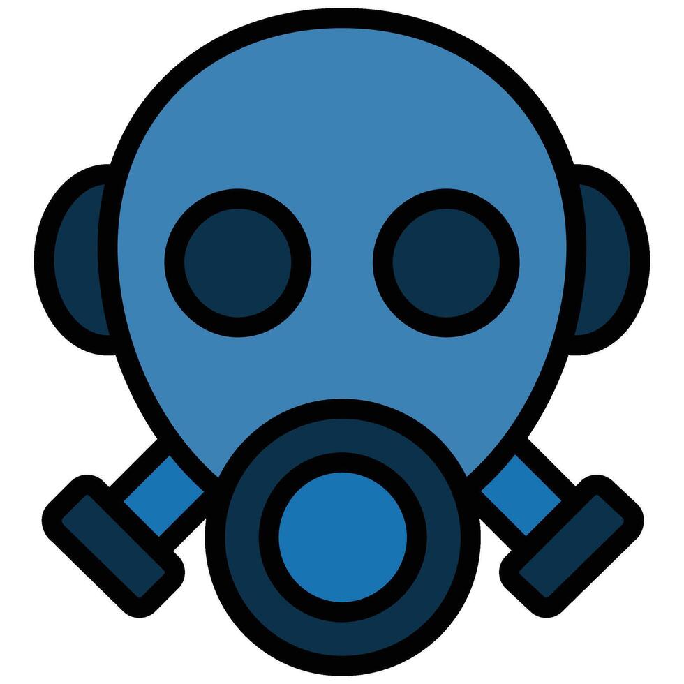 Gas Mask Outline Flat Design Icon, Safety at Workplace Outline Flat Design Icon. vector
