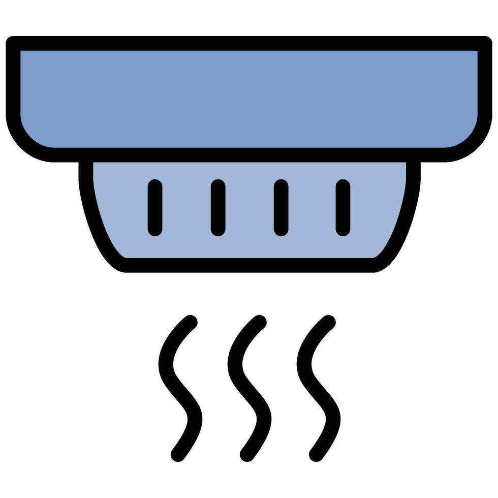 Smoke Detector Outline Flat Design Icon, Safety at Workplace Outline Flat Design Icon. vector