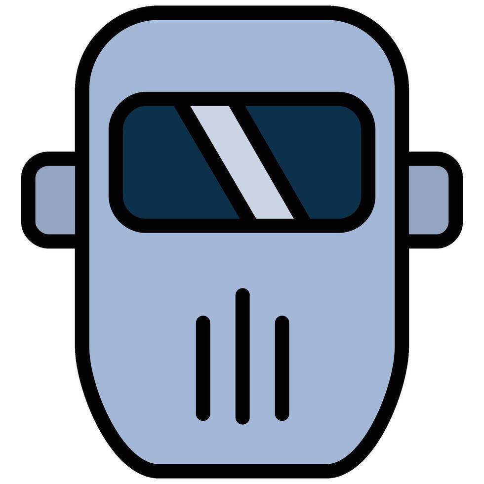 Welding Mask Outline Flat Design Icon, Safety at Workplace Outline Flat Design Icon. vector