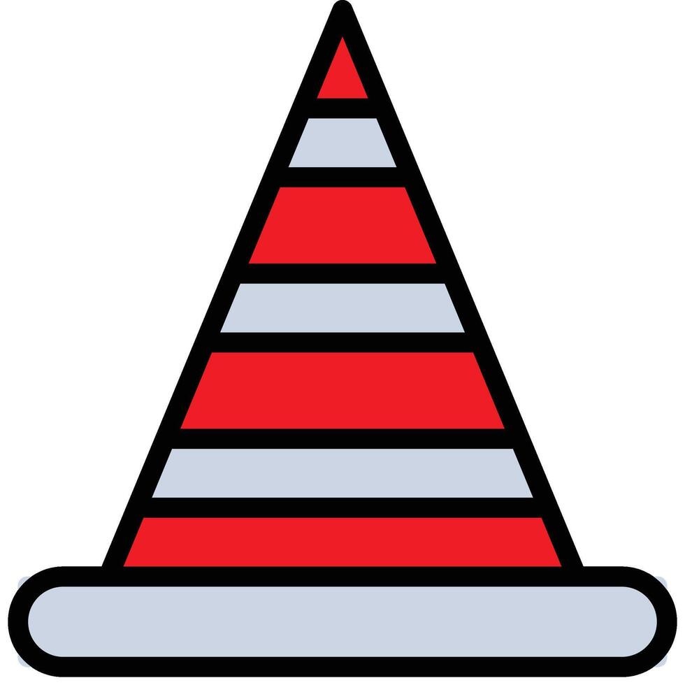 Road Cone Outline Flat Design Icon, Safety at Workplace Outline Flat Design Icon. vector
