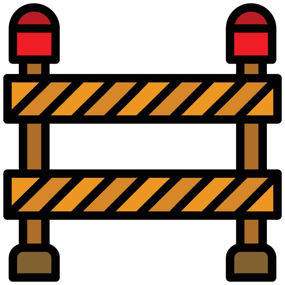 Barrier Outline Flat Design Icon, Safety at Workplace Outline Flat Design Icon. vector