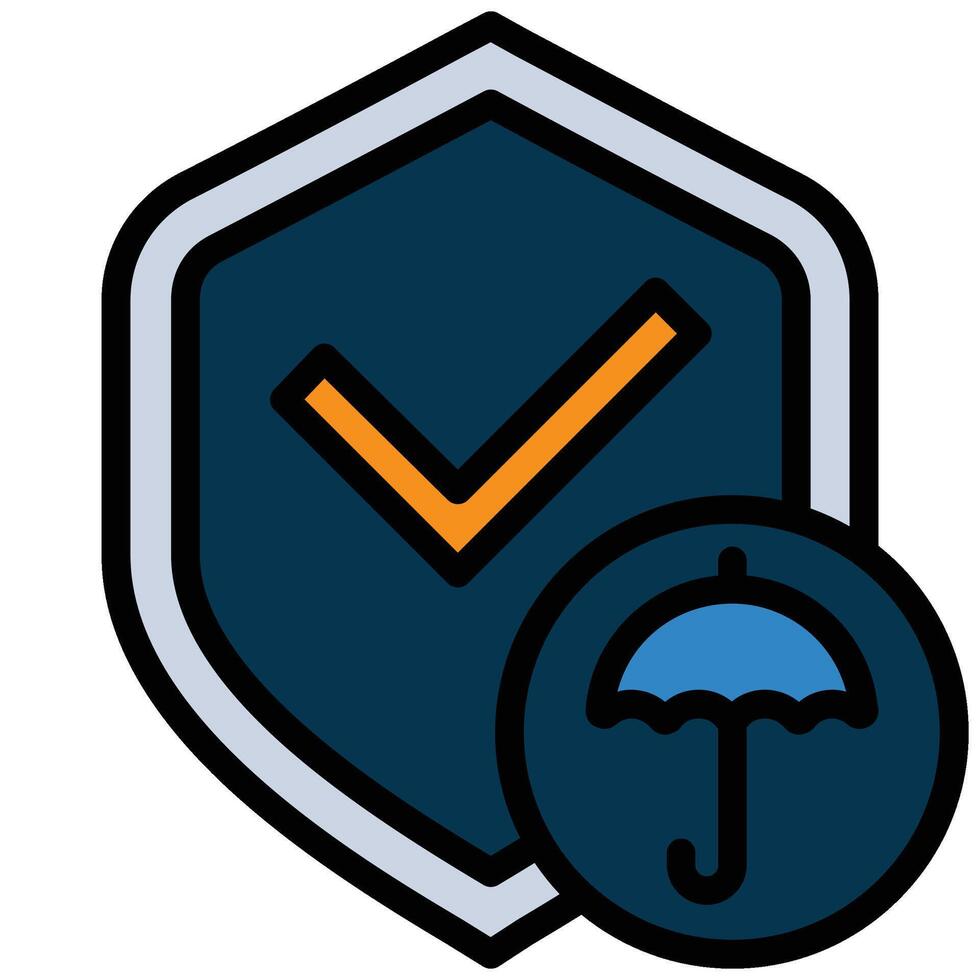 Shield Umbrella Outline Flat Icon, Insurance Outline Flat Design Style Illistration vector